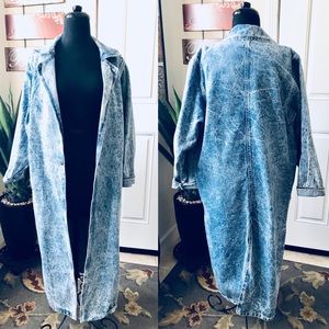 Vintage Denim Long Trench Jacket